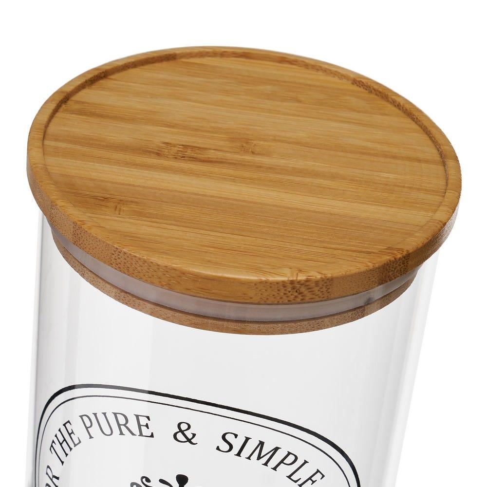 lolahome Juego de 3 botes de cristal borosilicato transparentes con tapa de bambú para