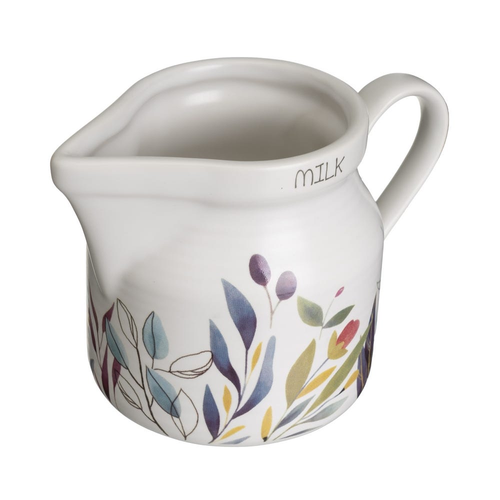 Lolahome Juego De Azucarero Con Tapa Y Jarra De Cerámica Stoneware Blanco Y Azul De 250 Ml