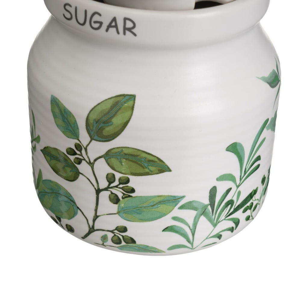 Lolahome Juego De Azucarero Con Tapa Y Jarra De Cerámica Stoneware Blanco Y Verde De 250 Ml