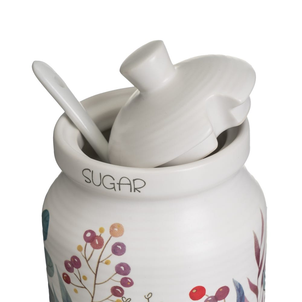 lolahome Juego de azucarero con tapa y jarra de cerámica stoneware blanco y azul de 250 ml
