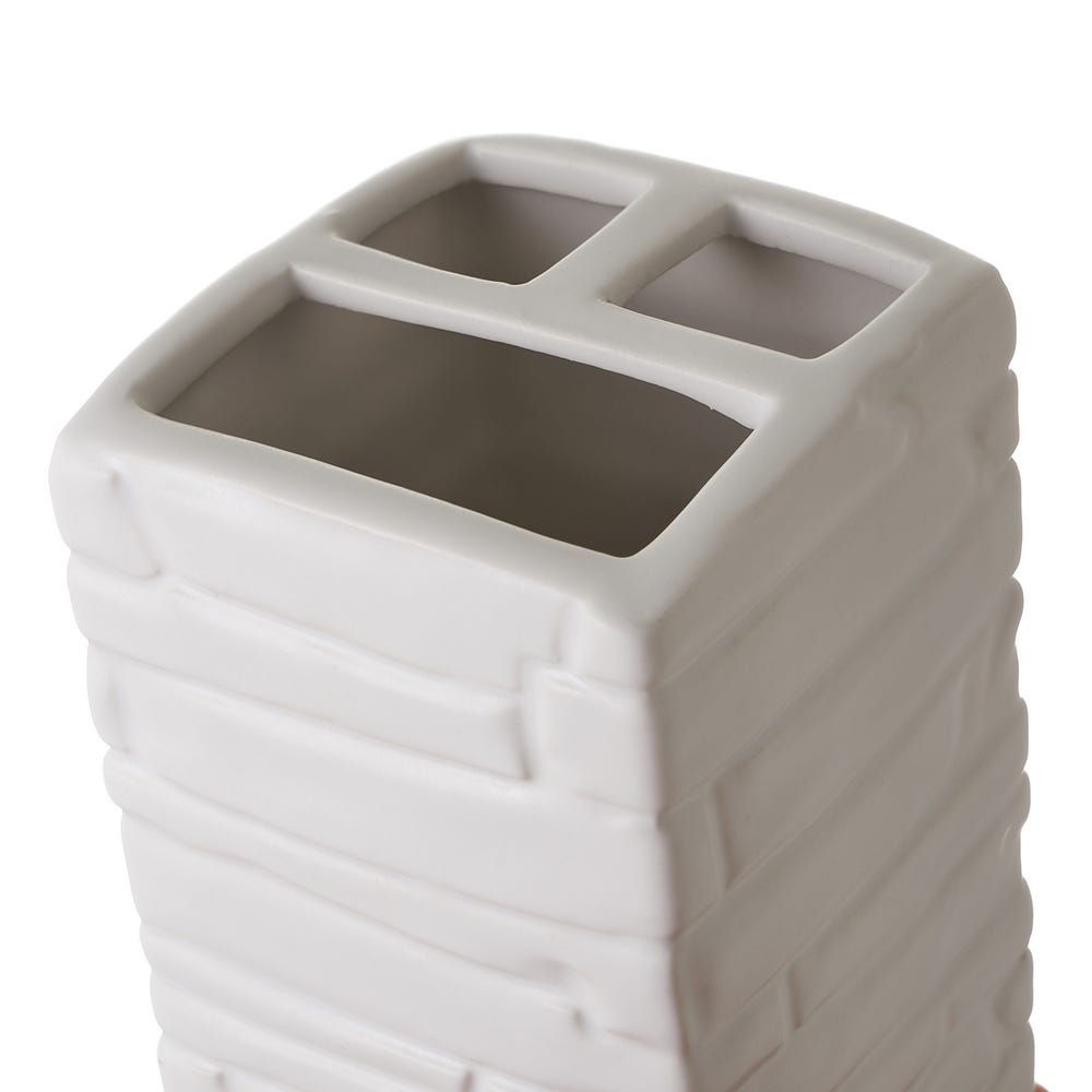 Lolahome Juego De Dispensador Portacepillos Y Vaso De Cerámica Blanco Y Dorado