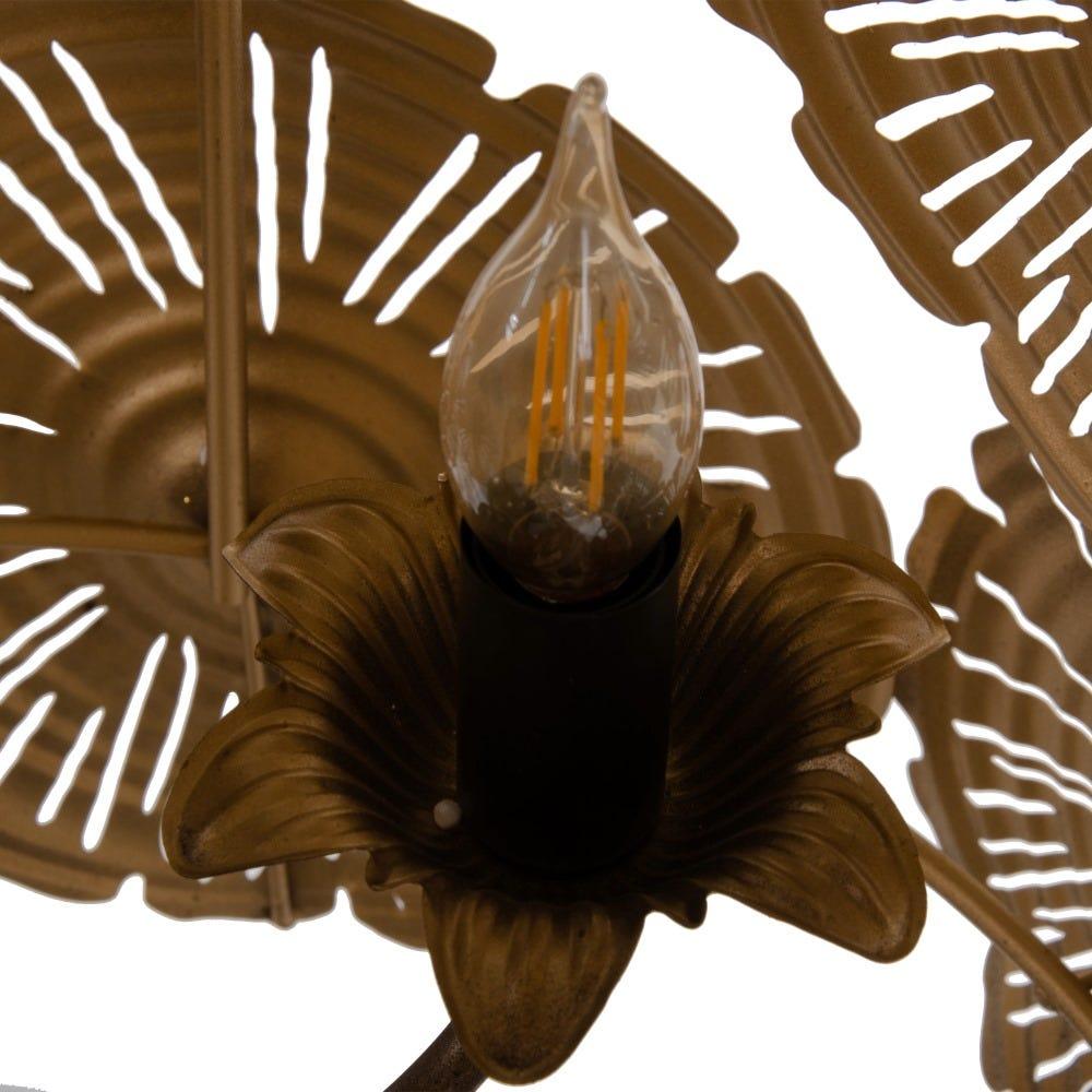 Lolahome Lámpara Calada De Flores De Metal Oro De Ø 52x66 Cm