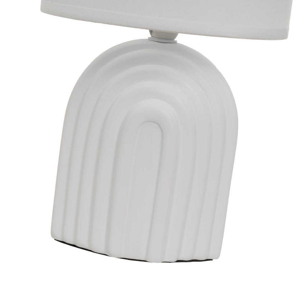 Lolahome Lámpara De Mesa Arcos De Cerámica Blanca Con Pantalla De Tela De Ø 18x32 Cm