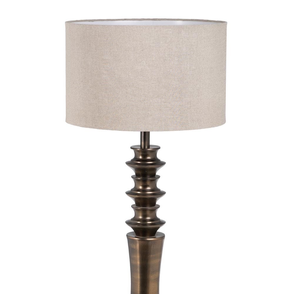 lolahome Lámpara de mesa balaústre de aluminio y lino color bronce de Ø 41x88 cm