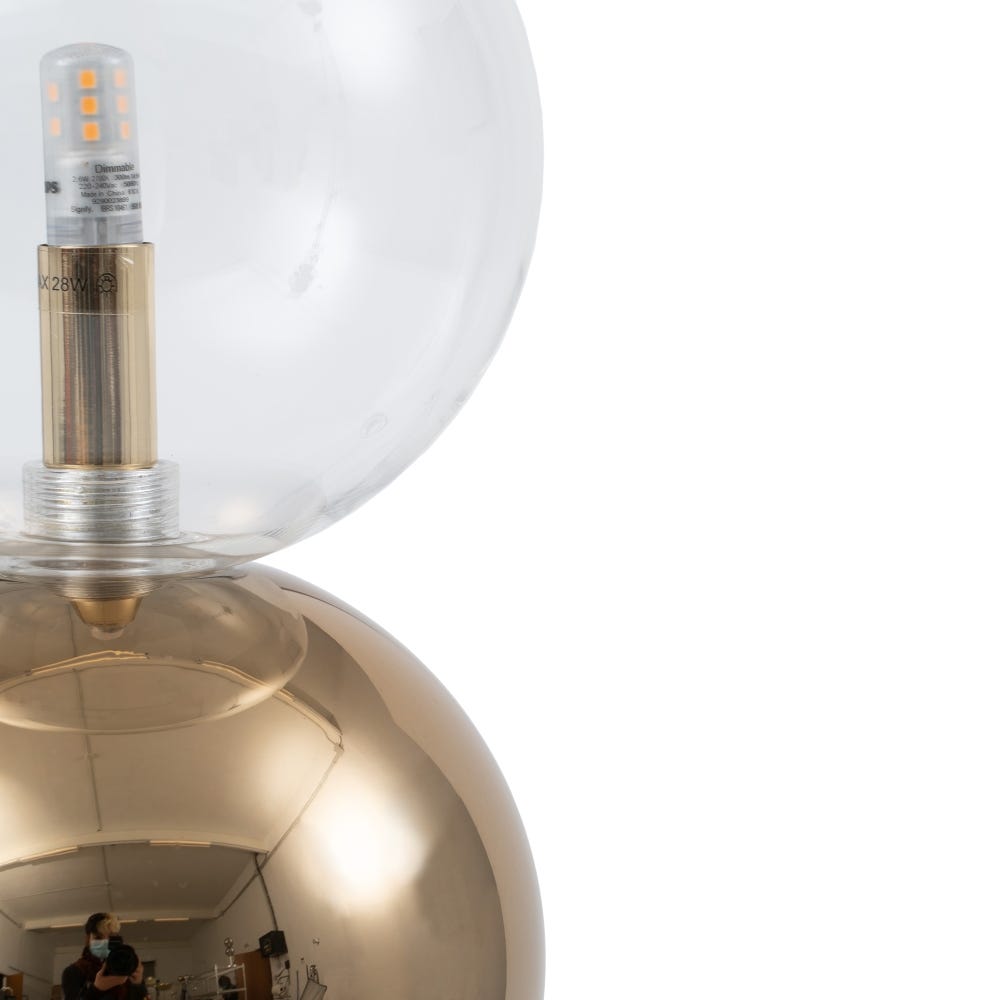 Lolahome Lámpara De Mesa Bola De Hierro Y Cristal De Ø 15x48 Cm