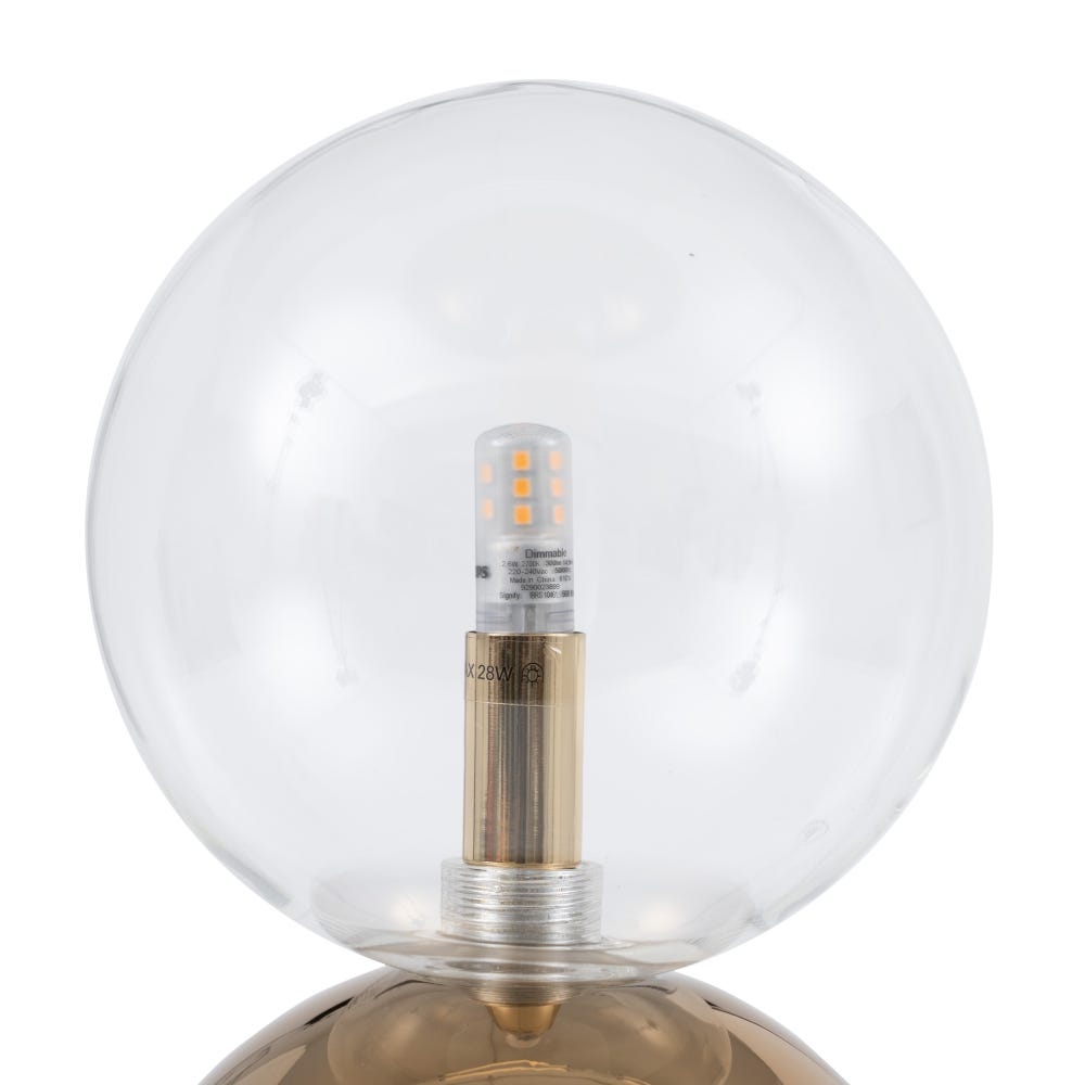 lolahome Lámpara de mesa bola de hierro y cristal de Ø 15x48 cm