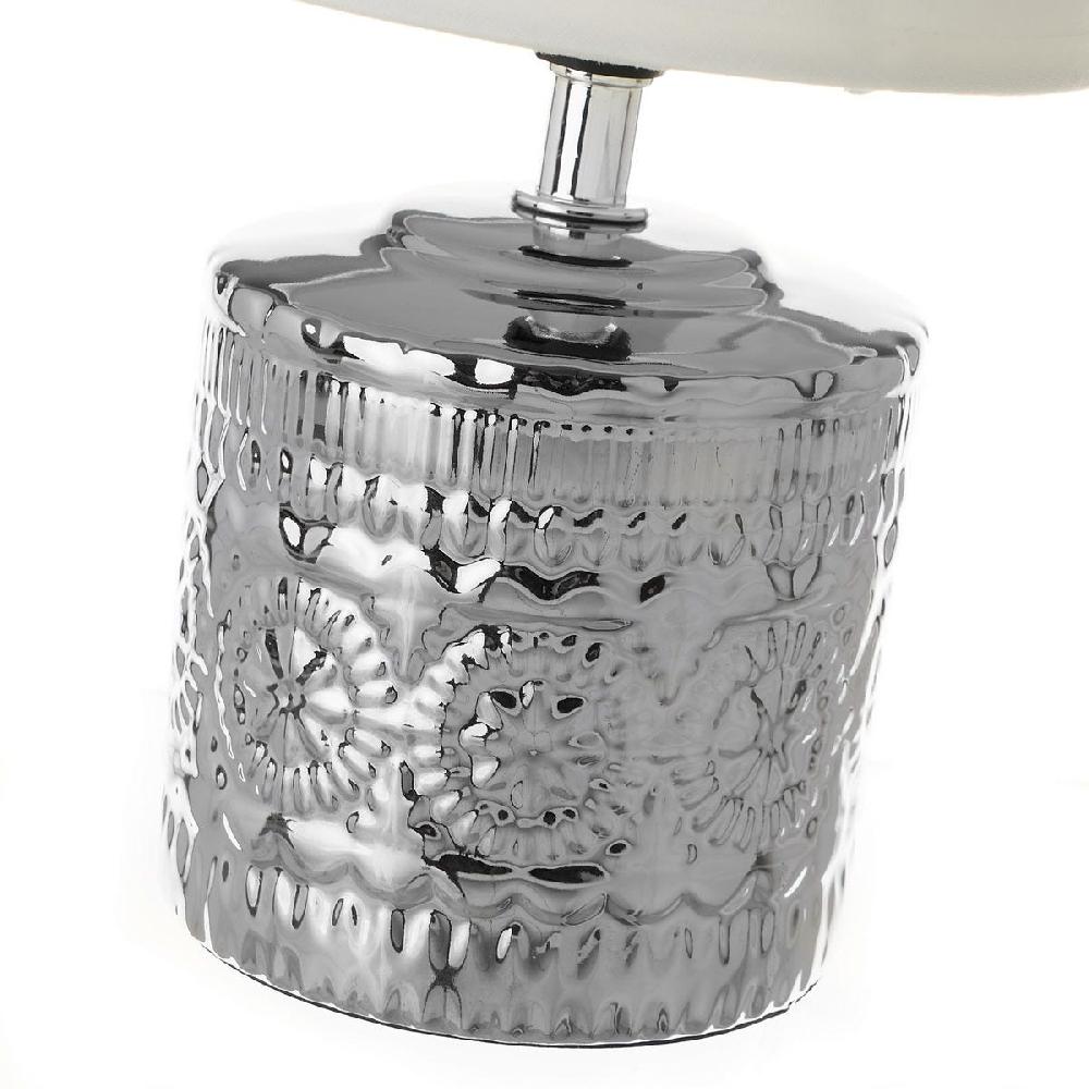lolahome Lámpara de mesa cenefa de cerámica plata de Ø 14x26 cm