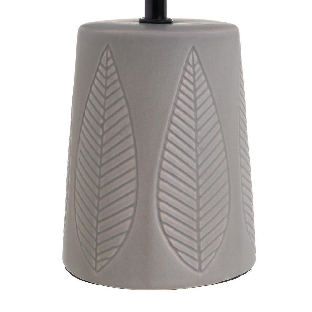 Lolahome Lámpara De Mesa Con Grabado De Hojas De Cerámica Gris De Ø 21x32 Cm