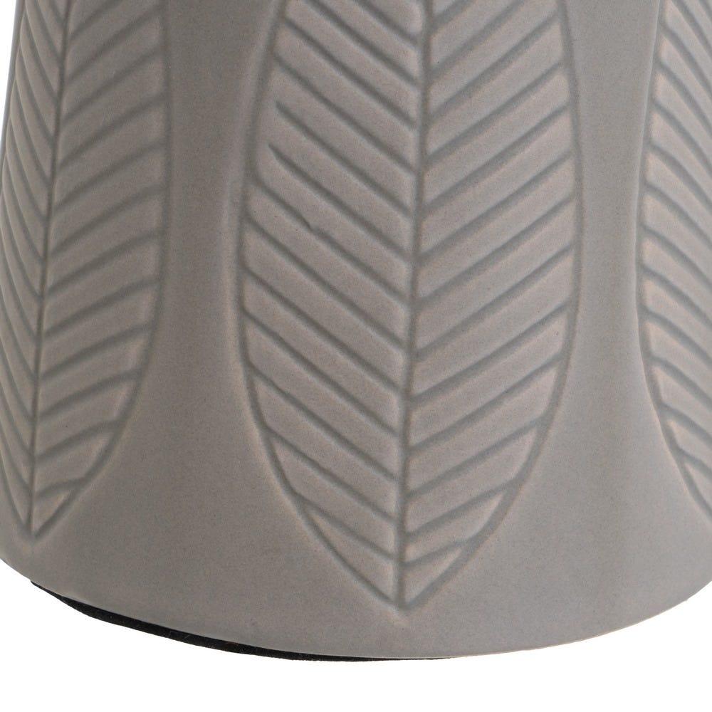 Lolahome Lámpara De Mesa Con Grabado De Hojas De Cerámica Gris De Ø 21x32 Cm
