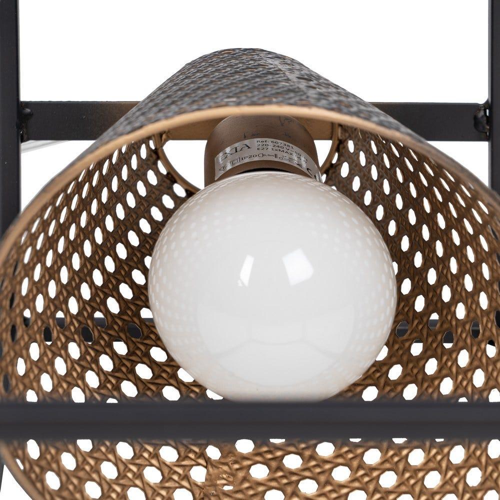 Lolahome Lámpara De Mesa Cubo Con Pantalla De Rejilla De Metal Negra De 20x20x42 Cm