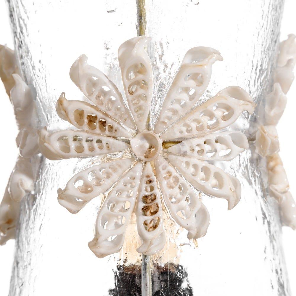 Lolahome Lámpara De Mesa De Caracolas De Fibra Natural Y Capiz Transparente De 20x20x50 Cm