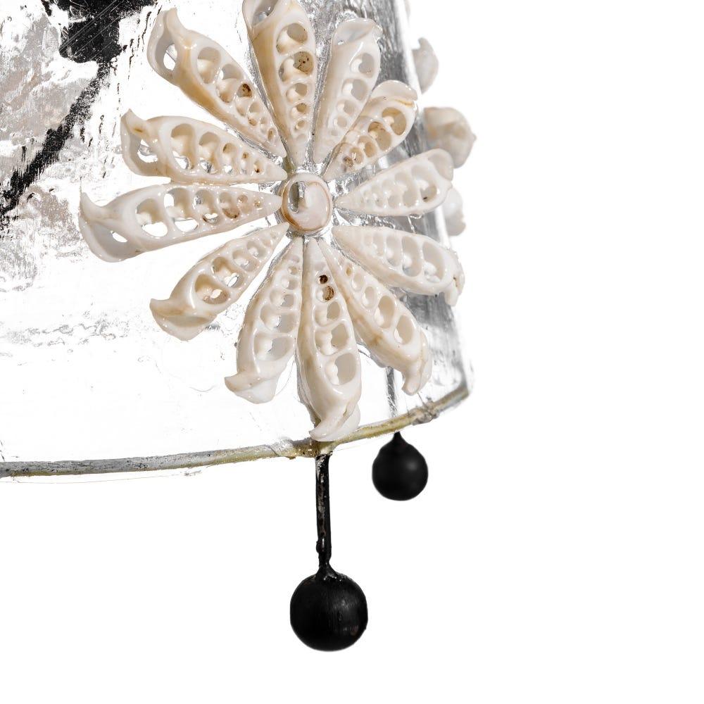 Lolahome Lámpara De Mesa De Caracolas De Fibra Natural Y Capiz Transparente De 20x20x50 Cm