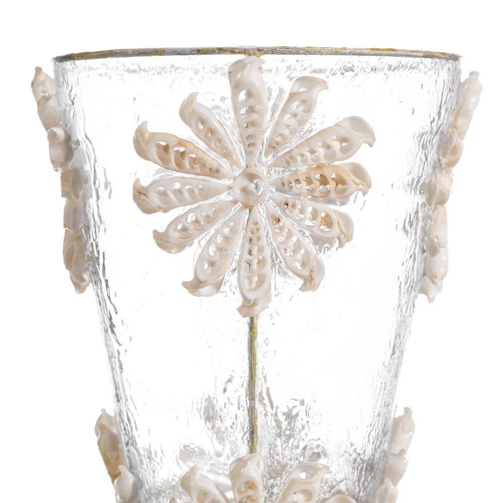 lolahome Lámpara de mesa de caracolas de fibra natural y capiz transparente de 20x20x50 cm