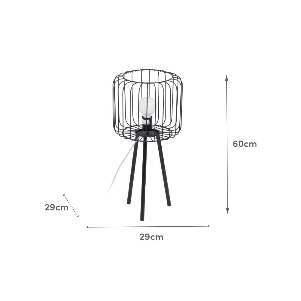 Lolahome Lámpara De Mesa De Varillas De Metal Negra De Ø 29x60 Cm
