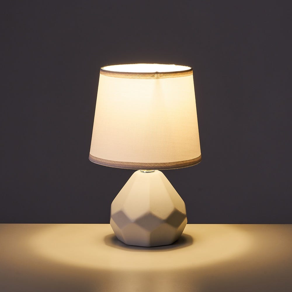 lolahome Lámpara de mesa diamante de cerámica gris de Ø 15x23 cm