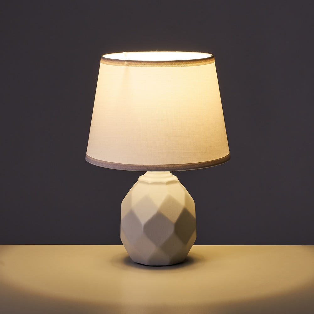 lolahome Lámpara de mesa diamante de cerámica gris de Ø 18x26 cm