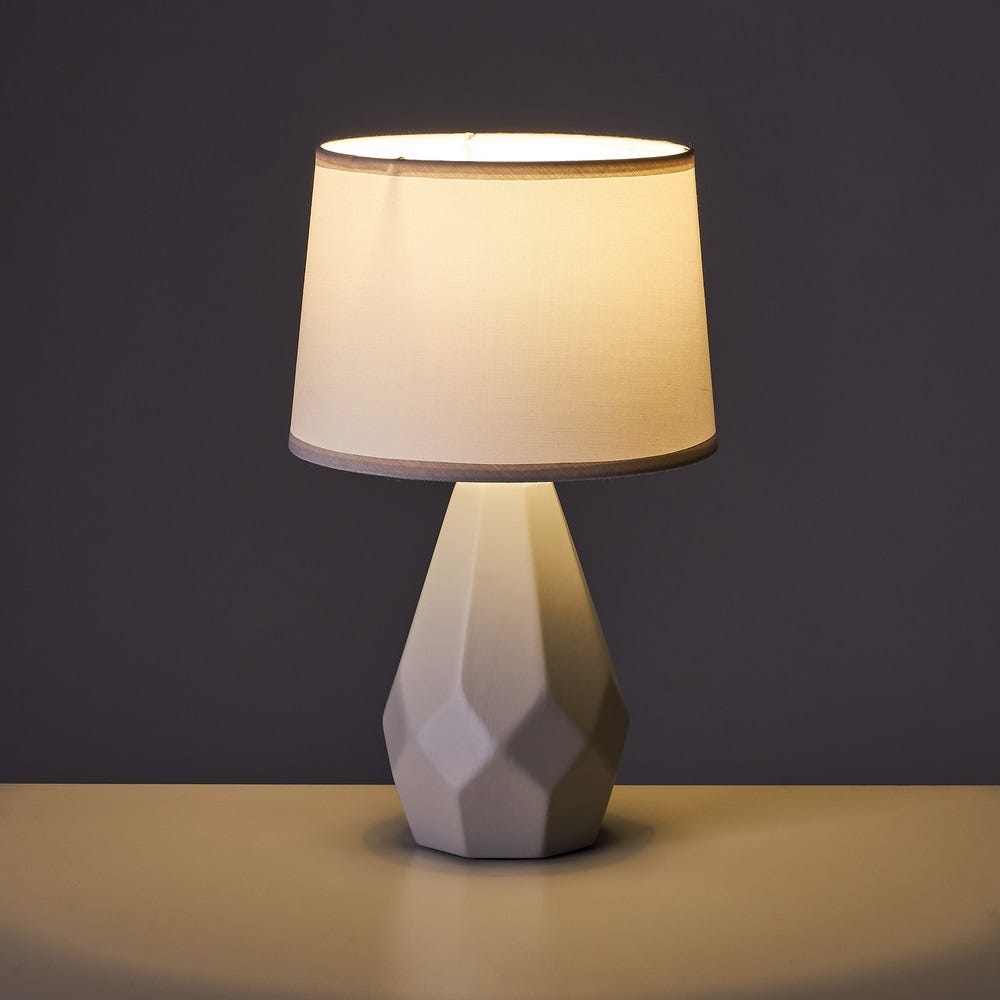 lolahome Lámpara de mesa diamante de cerámica gris de Ø 20x32 cm