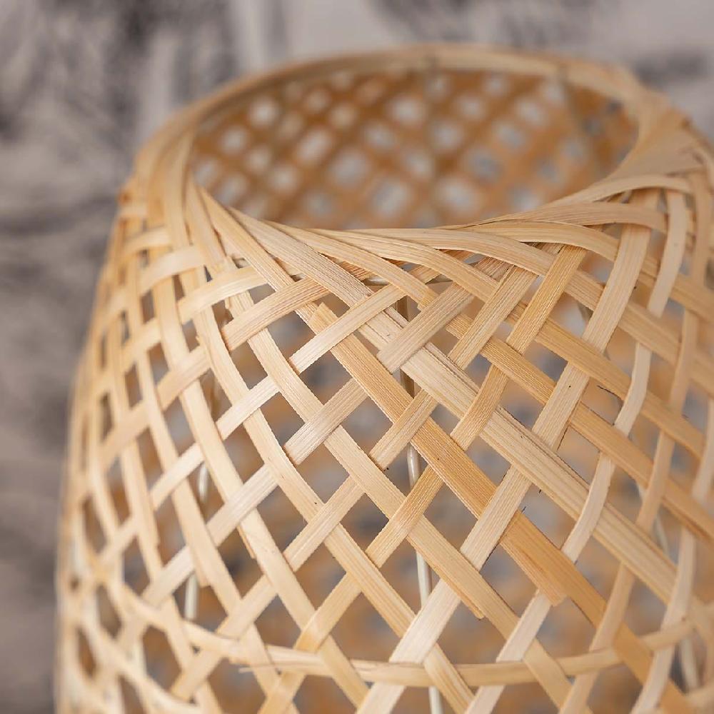 Lolahome Lámpara De Mesa Rejilla De Bambú Natural De Ø 20x35 Cm