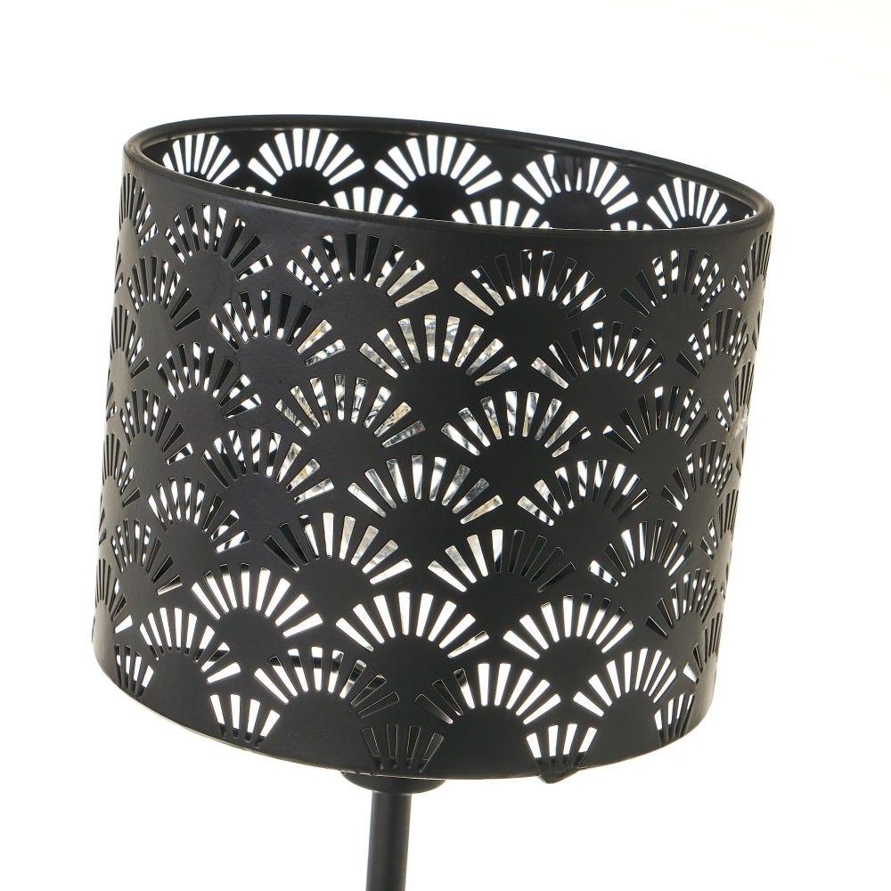 Lolahome Lámpara De Mesa Tallada De Conchas De Metal Negra De Ø 15x38 Cm