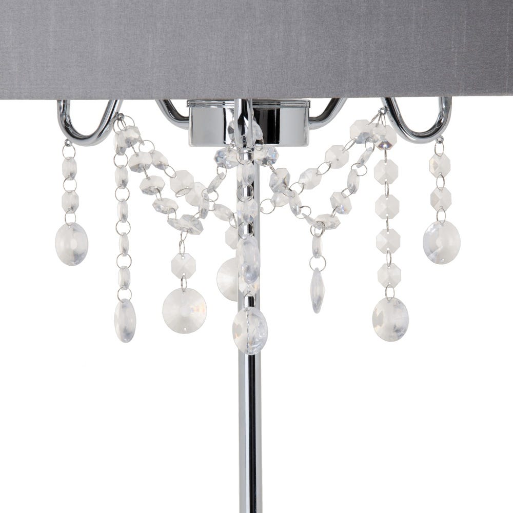 Lolahome Lámpara De Pie Araña De Cristal Y Metal Gris De Ø 44x161 Cm