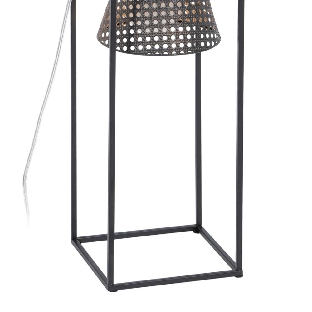 Lolahome Lámpara De Pie Cubo Con Pantalla De Rejilla De Metal Negra De 20x20x57 Cm