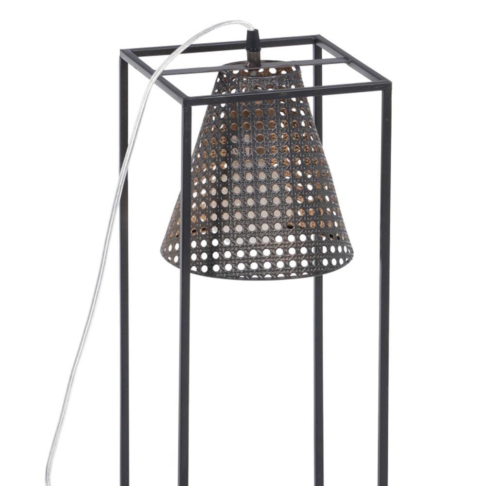 lolahome Lámpara de pie cubo con pantalla de rejilla de metal negra de 20x20x57 cm