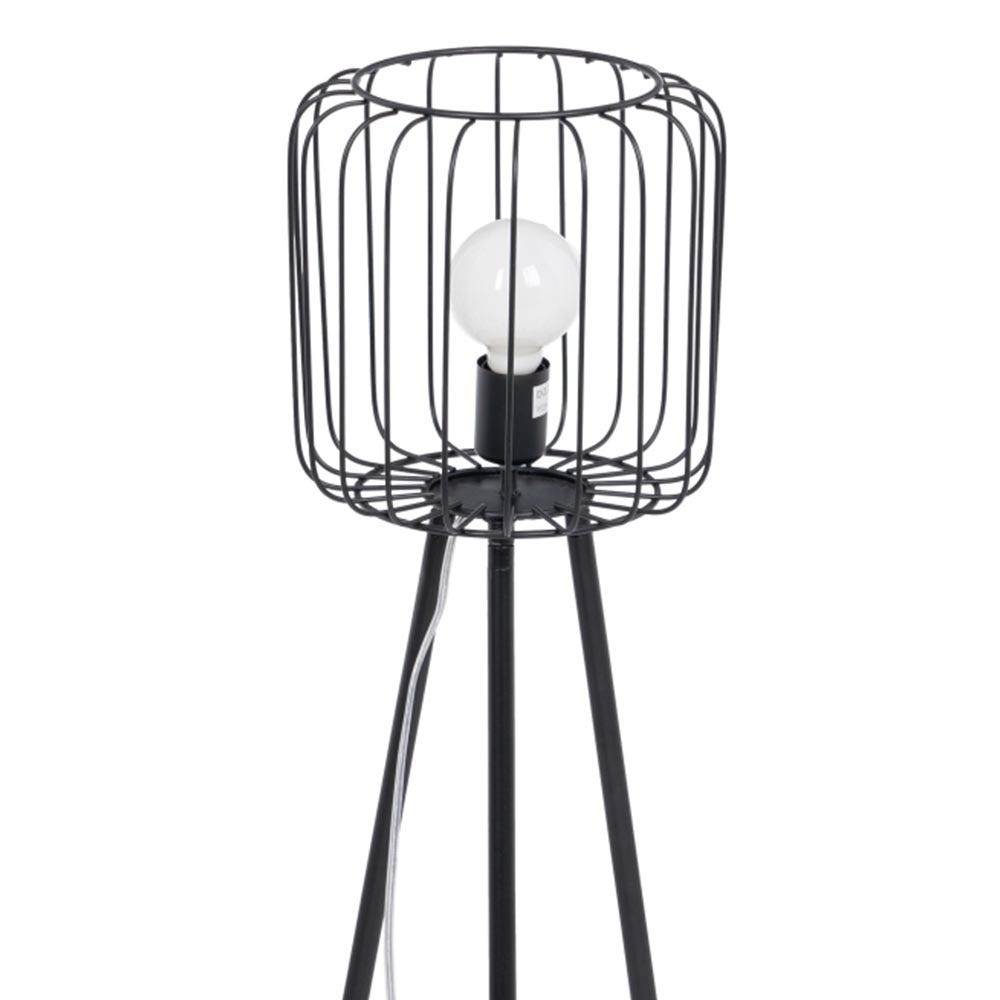 lolahome Lámpara de pie de varillas de metal negra de Ø 25x80 cm