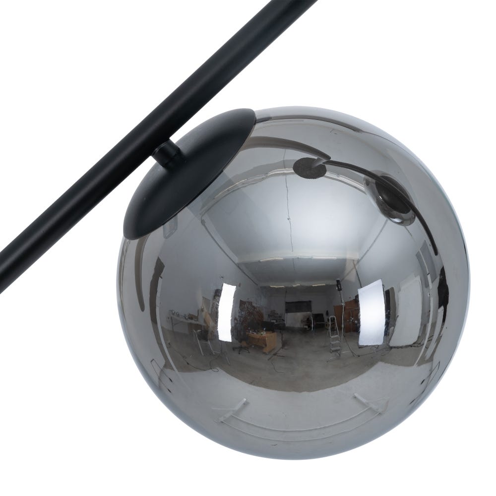 Lolahome Lámpara De Techo 2 Bolas De Cristal Y Metal Negra De 50x15x54 Cm