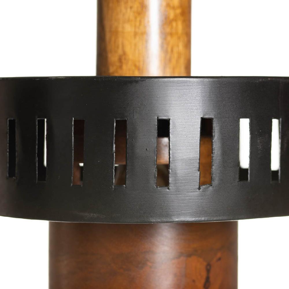 Lolahome Lámpara De Techo Antorcha De Madera Y Hierro Negra Y Natural De Ø 36x50 Cm