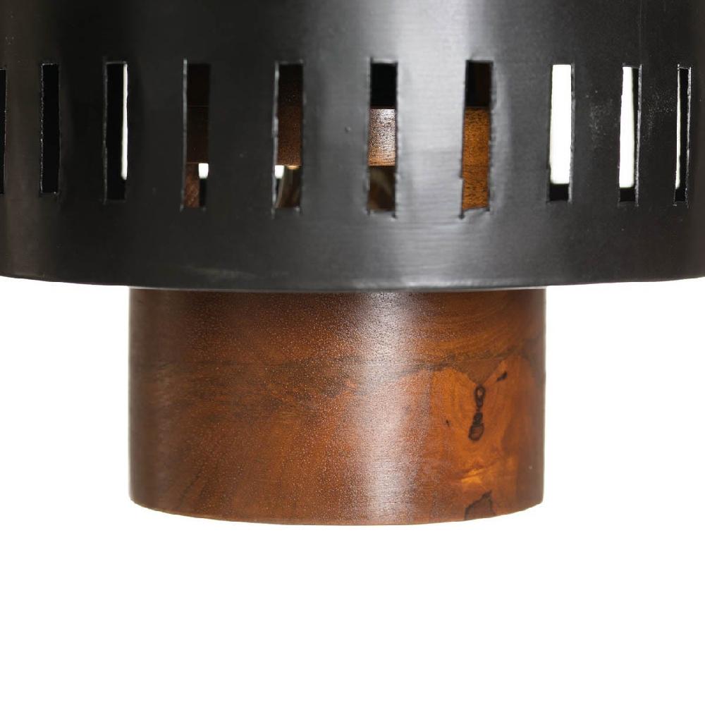 Lolahome Lámpara De Techo Antorcha De Madera Y Hierro Negra Y Natural De Ø 36x50 Cm