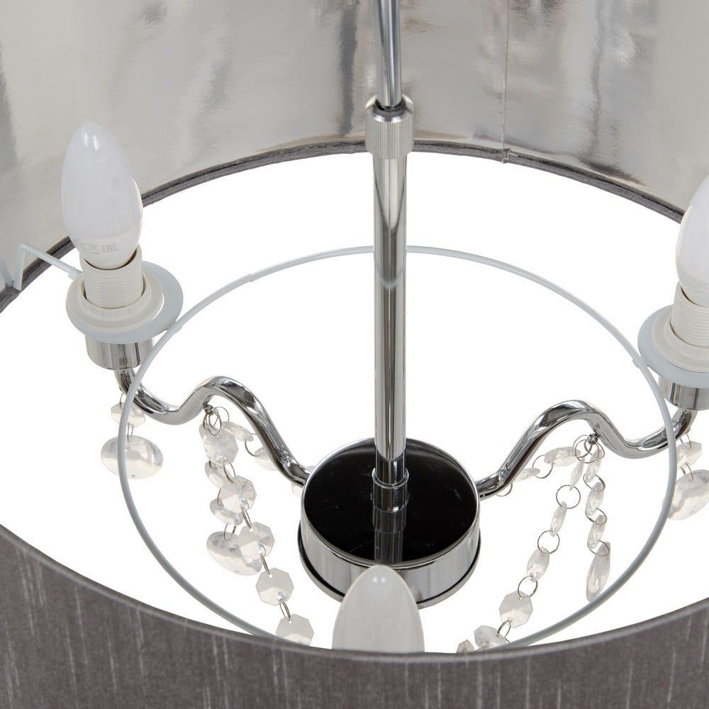 Lolahome Lámpara De Techo Araña De Cristal Y Metal Gris De Ø 44x65 Cm