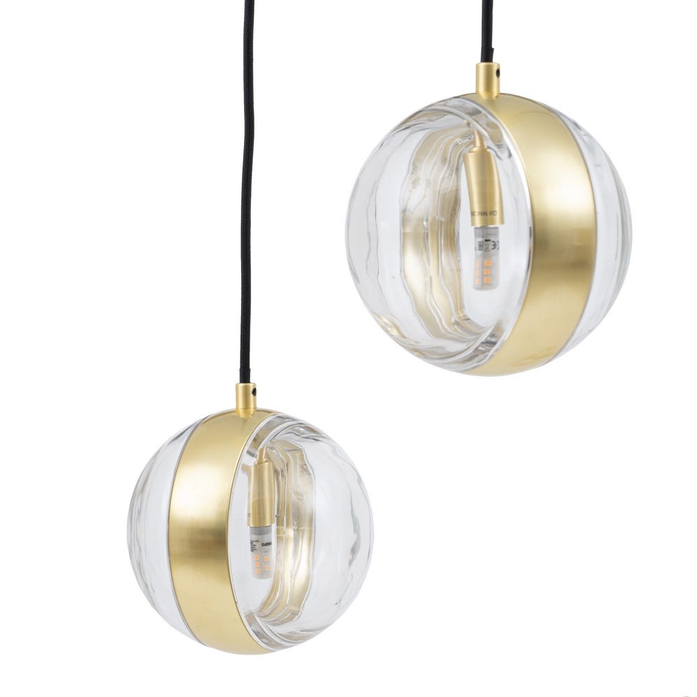 Lolahome Lámpara De Techo Bola De Hierro Dorado Y Cristal De Ø 15x120 Cm