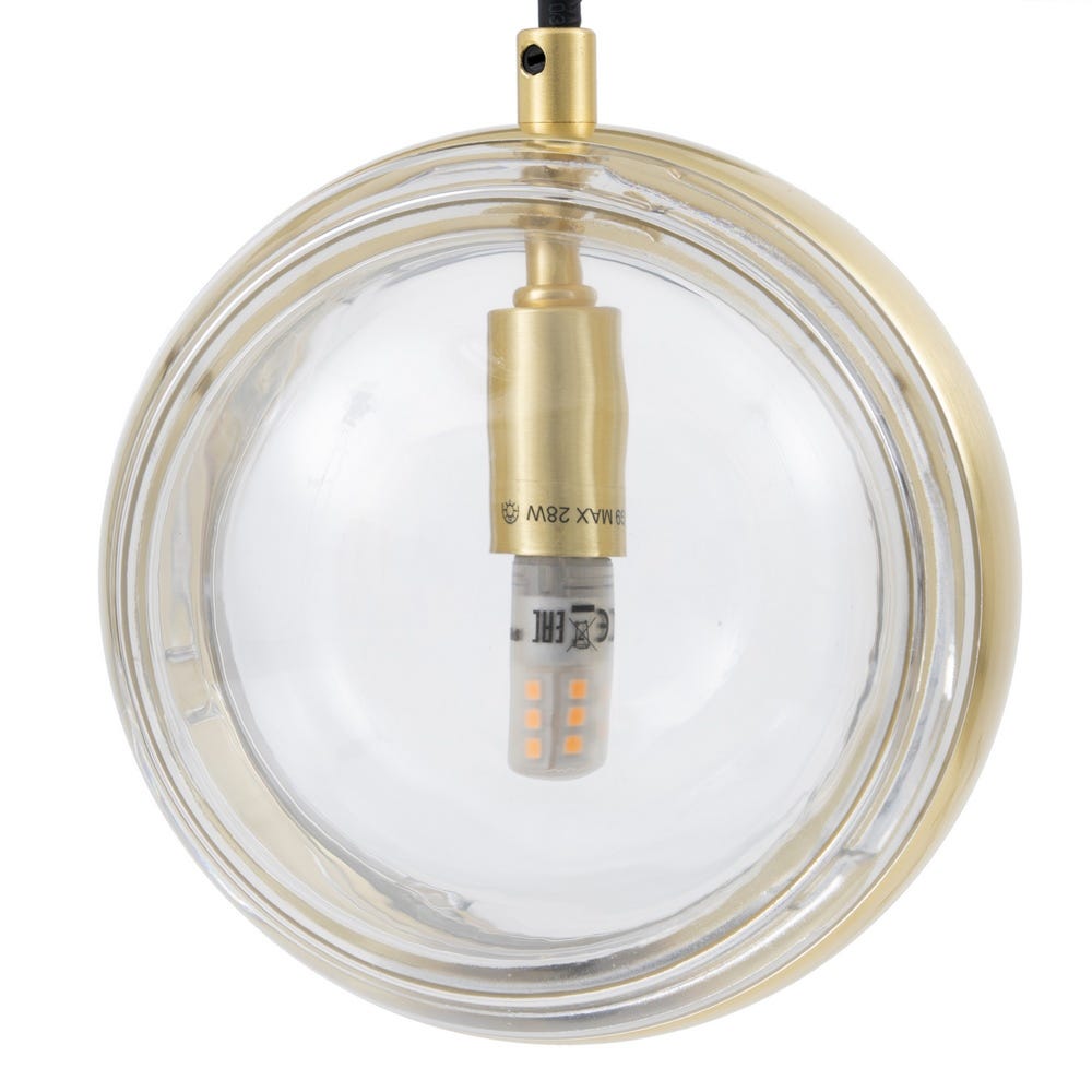 lolahome Lámpara de techo bola de hierro dorado y cristal de Ø 15x120 cm