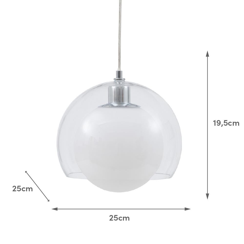Lolahome Lámpara De Techo Bola De Hierro Plateado Y Cristal De Ø 25x19 Cm