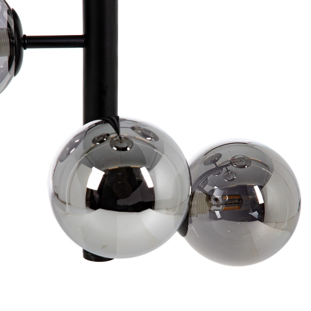 Lolahome Lámpara De Techo Bola De Metal Y Cristal Negra De Ø 46x149 Cm