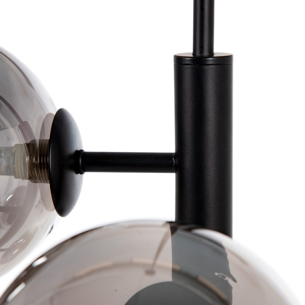 Lolahome Lámpara De Techo Bola De Metal Y Cristal Negra De Ø 46x149 Cm