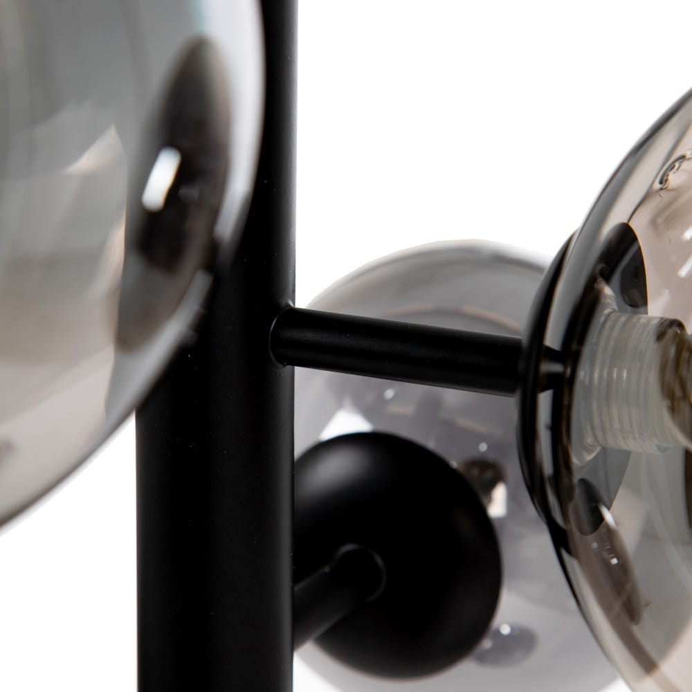 Lolahome Lámpara De Techo Bola De Metal Y Cristal Negra De Ø 46x149 Cm