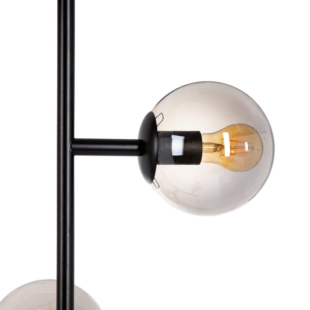 lolahome Lámpara de techo bola de metal y cristal negra de Ø 40x234 cm