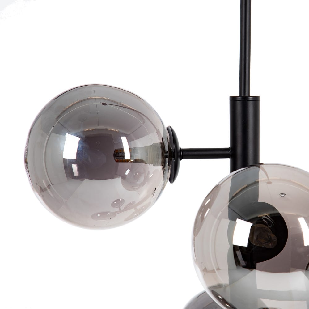 lolahome Lámpara de techo bola de metal y cristal negra de Ø 46x149 cm