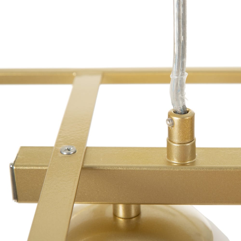 lolahome Lámpara de techo bola rectangular de metal y cristal blanca y dorada de 45x20x20 cm