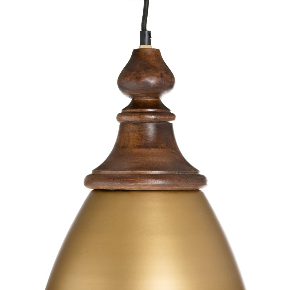 lolahome Lámpara de techo campana de madera y hierro dorada de Ø 21x37 cm