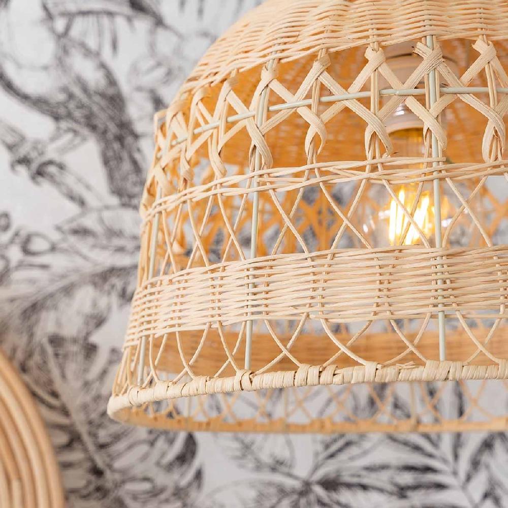 Lolahome Lámpara De Techo Campana De Ratán Natural De Ø 36x26 Cm
