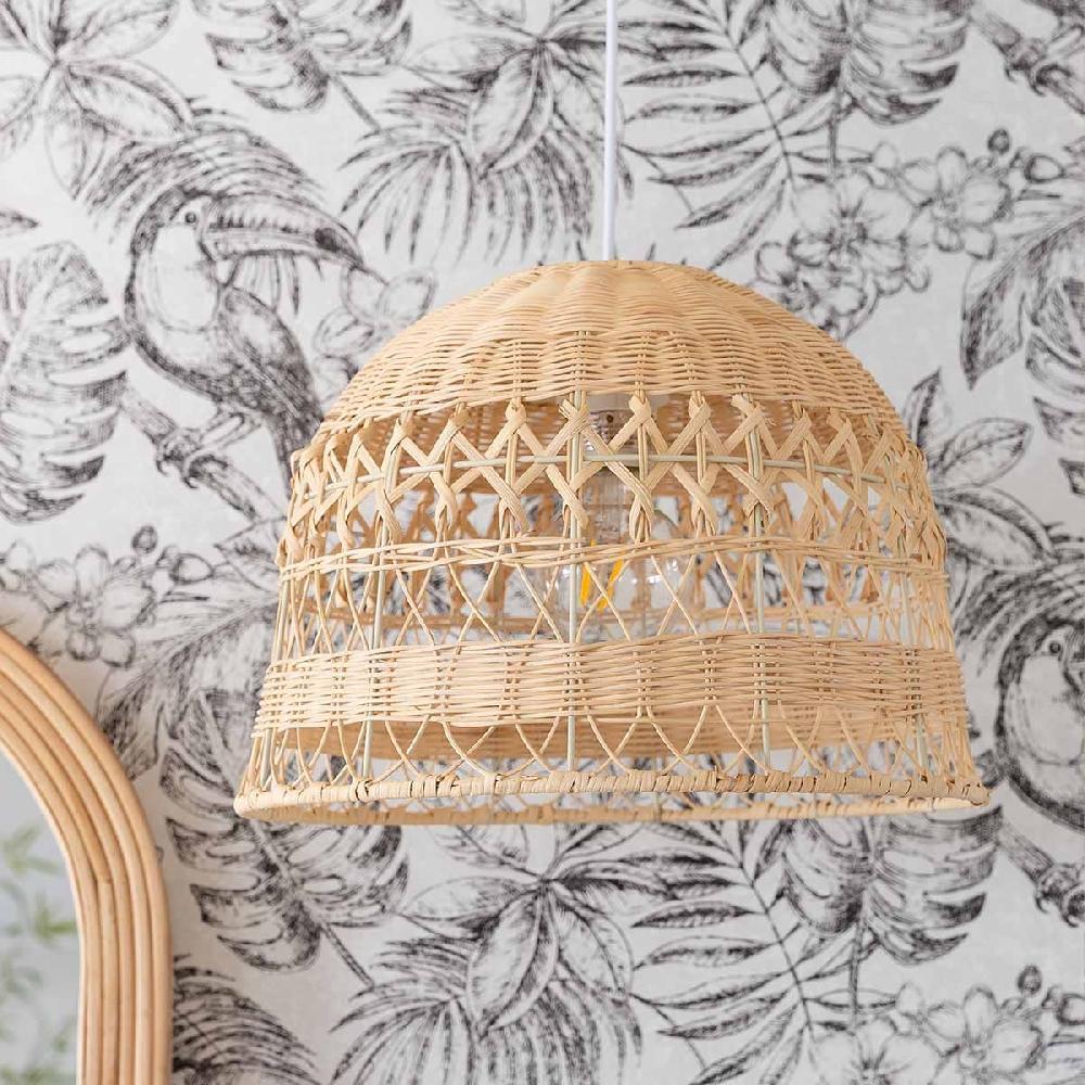 lolahome Lámpara de techo campana de ratán natural de Ø 36x26 cm