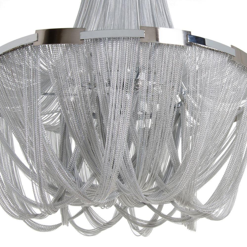 Lolahome Lámpara De Techo Chandelier Con Cadenas De Hierro Y Aluminio Plata De Ø 80 Cm