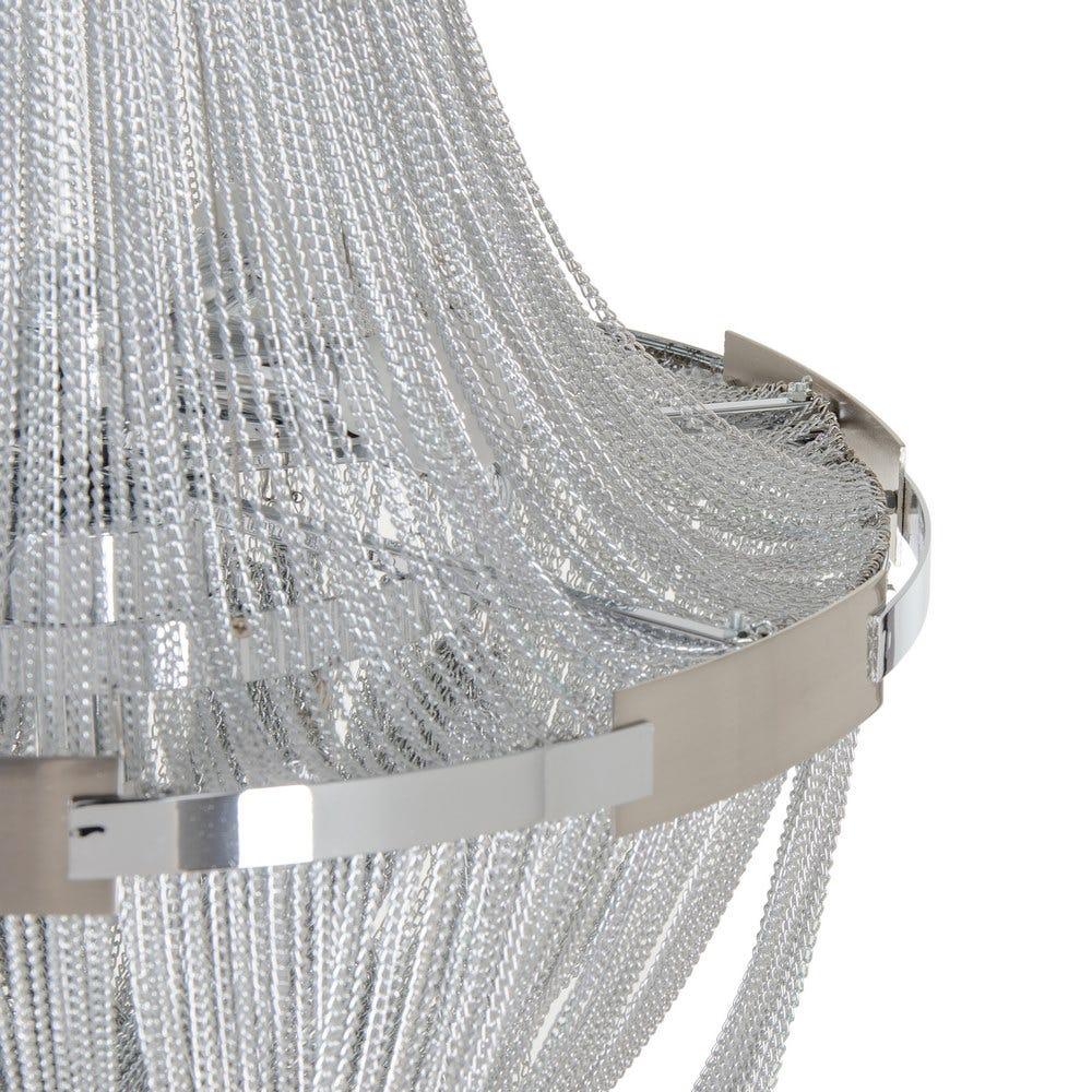 Lolahome Lámpara De Techo Chandelier Con Cadenas De Hierro Y Aluminio Plata De Ø 50 Cm