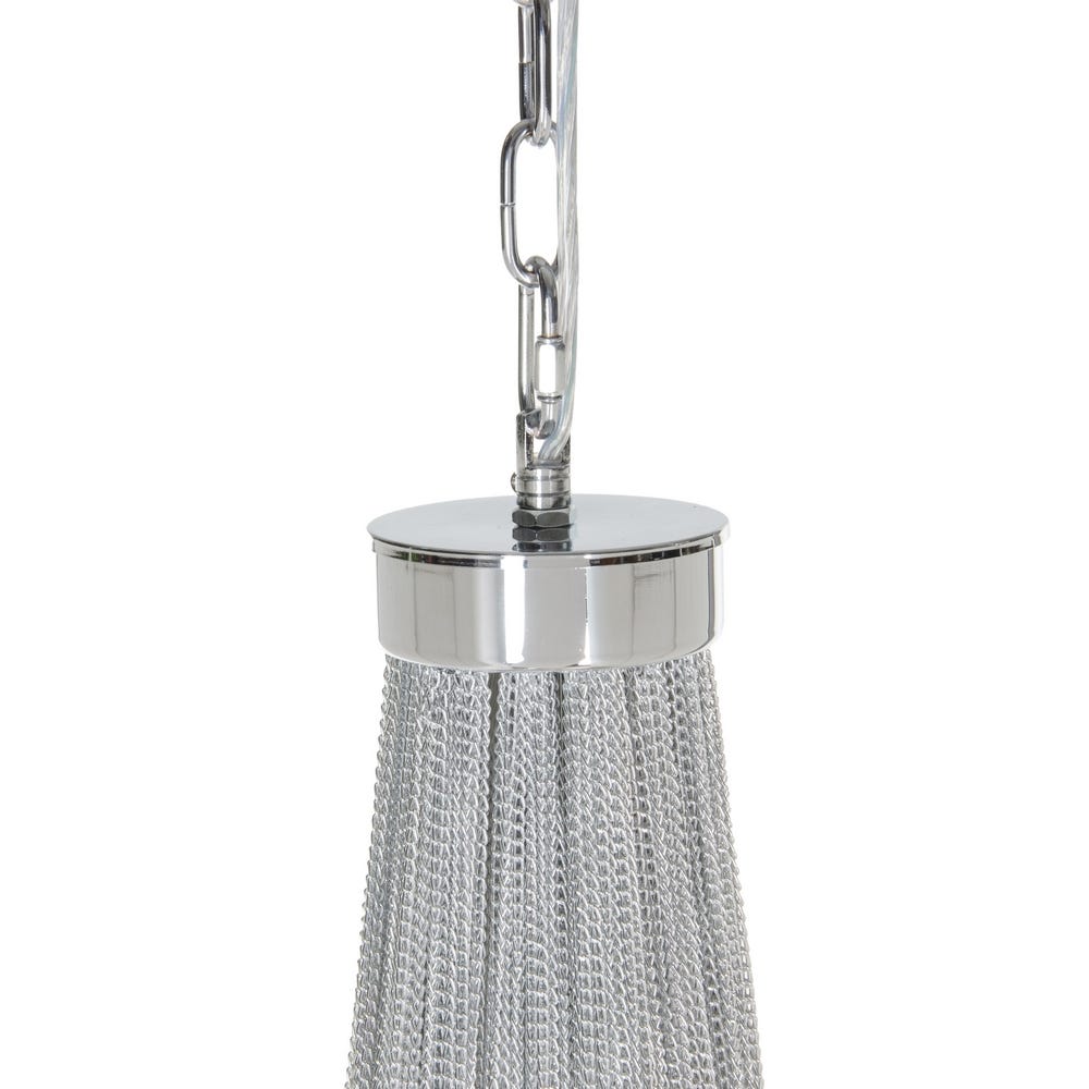 lolahome Lámpara de techo chandelier con cadenas de hierro y aluminio plata de Ø 50 cm