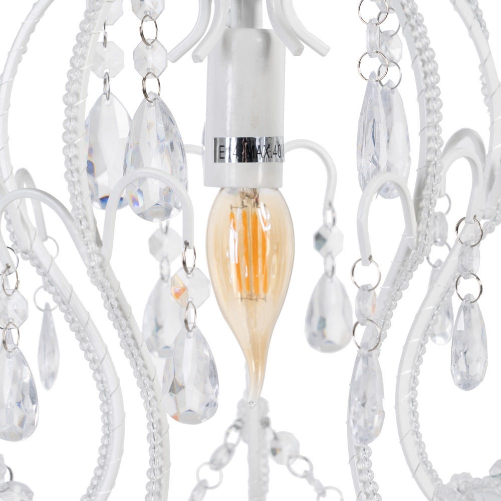 Lolahome Lámpara De Techo Chandelier De Cristal Acrílico Blanco De 29x28x33 Cm