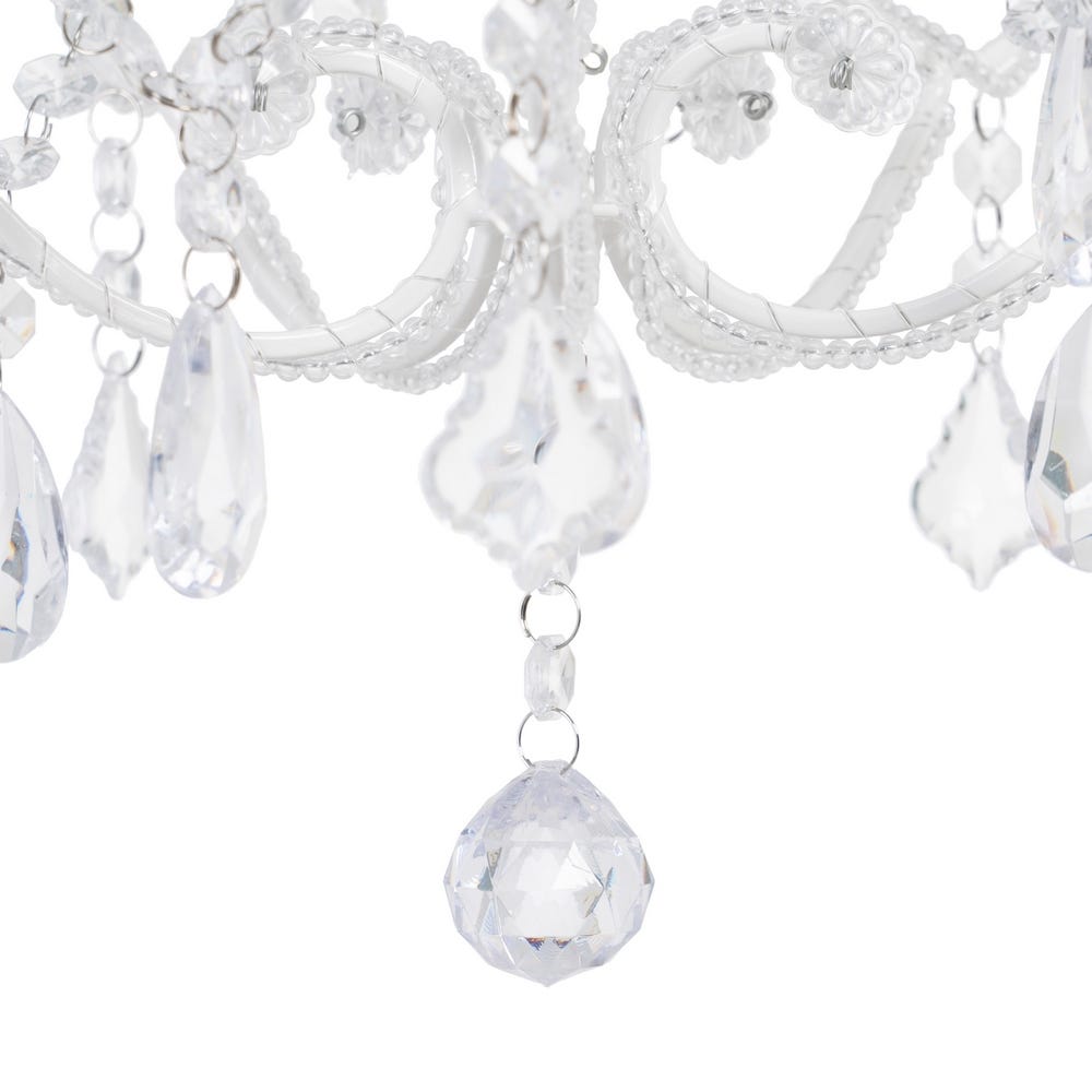 Lolahome Lámpara De Techo Chandelier De Cristal Acrílico Blanco De 29x28x33 Cm