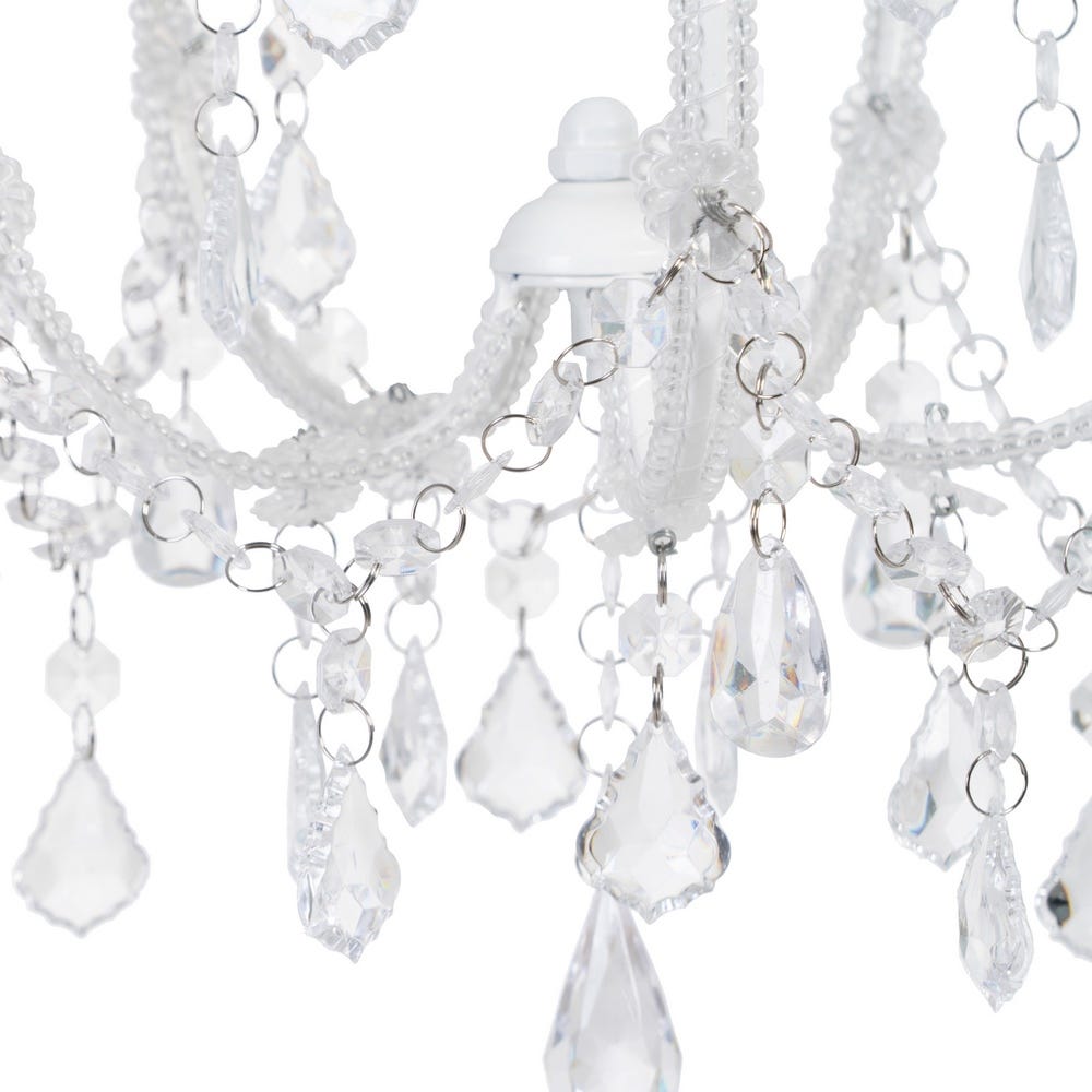 Lolahome Lámpara De Techo Chandelier De Cristal Acrílico Blanco Roto De 25x24x30 Cm