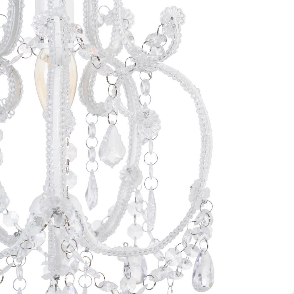 Lolahome Lámpara De Techo Chandelier De Cristal Acrílico Blanco Roto De 25x24x30 Cm